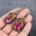 thumbnail image 3 of Natural Bi-Color Tourmaline Copper Wire Wrap Gift Jewelry Earring 2.48", 3 of 4