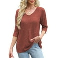 thumbnail image 4 of Womens Sweaters 3/4 Length Sleeve Casual Tunic Tops V Neck Shirts Fall Fashion Clothes 2025, 4 of 4