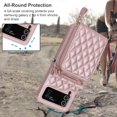 thumbnail image 6 of for Samsung Galaxy Z Flip 4 Wallet Case, Crossbody Zipper Purse with Credit Card Slot Holder RFID Blocking PU Leather Adjustable Lanyard Detachable Strap Wrist for Women (Rose Gold), 6 of 14