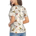 thumbnail image 3 of Xecao Little Birds for Women's V-Neck T-Shirts-Elegant Half-Sleeve Tops Perfect for Summer-Medium, 3 of 5