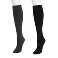 thumbnail image 2 of Muk Luks Women's 2 Pack Fleece Lined Knee High Socks, Blk/Dkgr, L/XL, 2 of 3