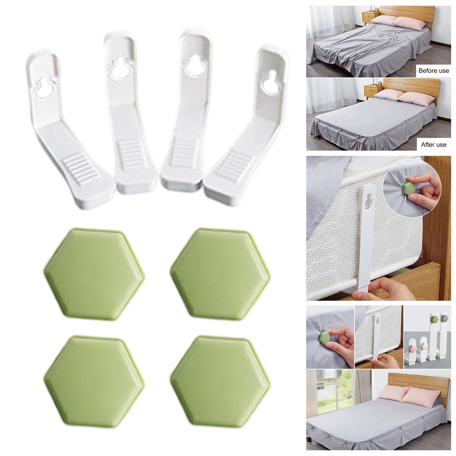 Kasom Bed Sheet Grippers Fasteners Bed Sheet Clips Keep Sheets Snug(10  Pieces,White)