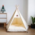 thumbnail image 2 of Pet Cat Tent Dog House Bed with Thick Cushion for Cats Dogs Deep Sleeping Indoor Canvas Soft Indian Puppy Teepee Pet Supplies ShopWise Round, 2 of 12