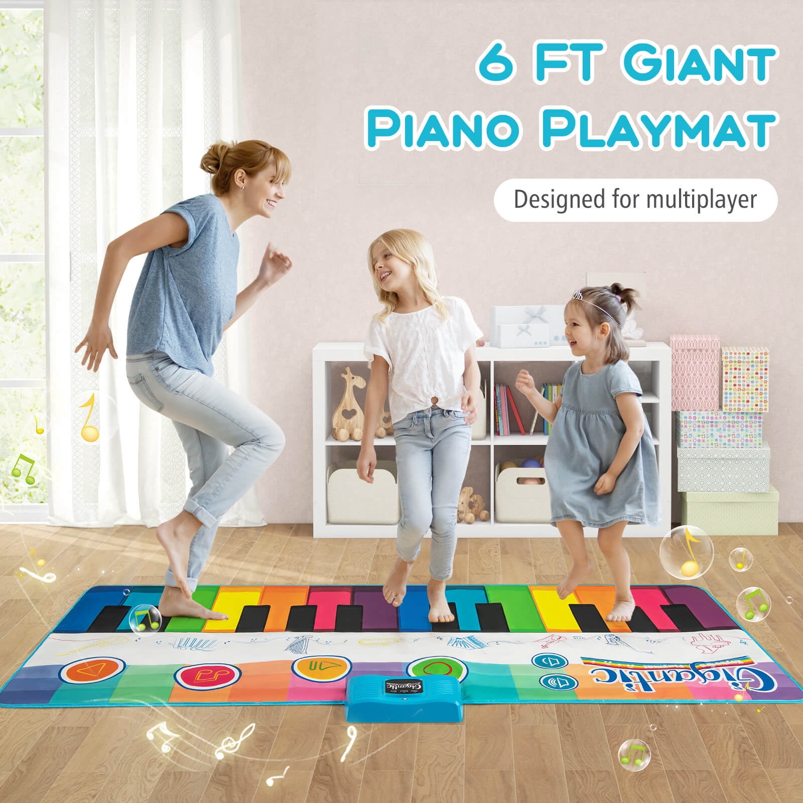 Costway 6 FT Floor Piano Mat Giant Piano Keyboard Dance Mat with 24 Keys for 3+ Years Old