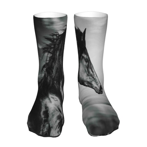 Easygdp Running Horse Ankle Socks for Women Stocking Mid Calf Socks Ultra Stretchy for Boots Sneakers Loafer