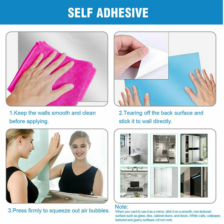 Flexible Mirror Sheets,mirror Paper Self Adhesive Roll Stickers Non Glass Self  Adhesive Mirror Tiles Self Adhesive Sheets,great For Craft Home Wall De