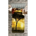 thumbnail image 3 of Ambesonne African Quilted Bedspread Set 2 Pcs, Sunset in Savannah Animal, Twin Size, White Green Red, 3 of 3