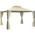 thumbnail image 2 of Outsunny 10' x 12' Outdoor Patio Gazebo Canopy with Polyester Privacy Curtains, Two-Tier Roof, Beige, 2 of 9