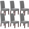 thumbnail image 1 of Juego de 4 fundas elásticas para sillas de comedor para comedor, fundas protectoras para sillas Parsons, fundas protectoras para sillas de comedor, tela jacquard texturizada a cuadros, paquete de 6 NaturalDove, 1 of 5