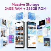 Unlocked Cell Phone Rear Secondary Screen Design OUKITEL C68 Plus 24GB(8+16expansion)+256GB Lightweight Smartphone 6000mAh Battery 7.2Inch 64MP+8MP Mobile Phone for Urban Elites Daily Use