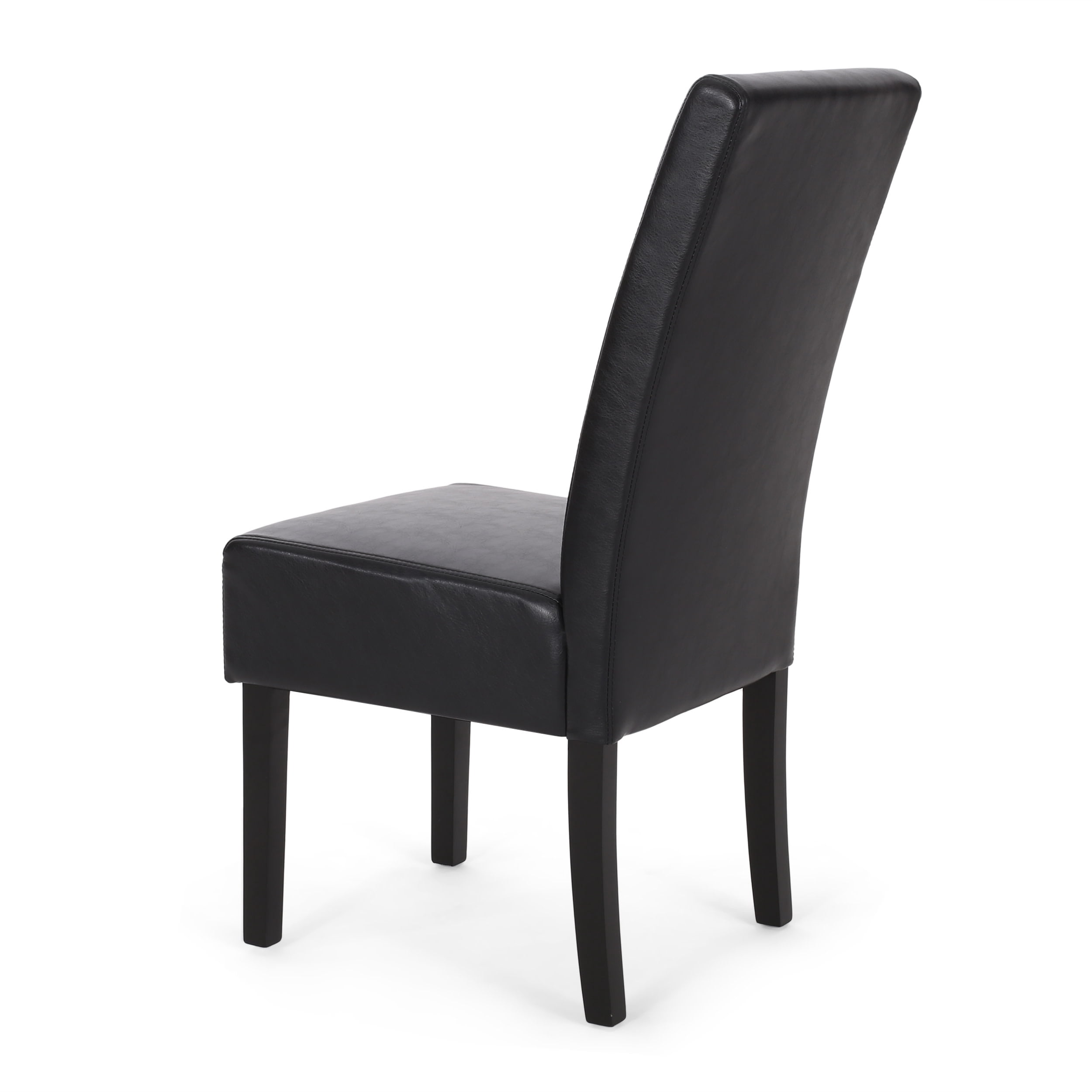 Noble House Monita Faux Leather Dining Chairs, Set of 2, Midnight Black, Espresso