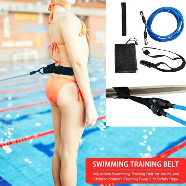 Zecatl Swim Training Belts Swim Bungee Cords Resistance Bands Swim Tether Stationary Swimming, Swim Harness Static Swimming Belt Yellow 6mm*9mm*3m