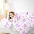 thumbnail image 3 of Erosebridal Purple Bow Full Size Comforter Sets for Girls, Grid Princess Ribbon Bedding Sets, Colorful Stars Reversible, 3 Pieces, 3 of 6
