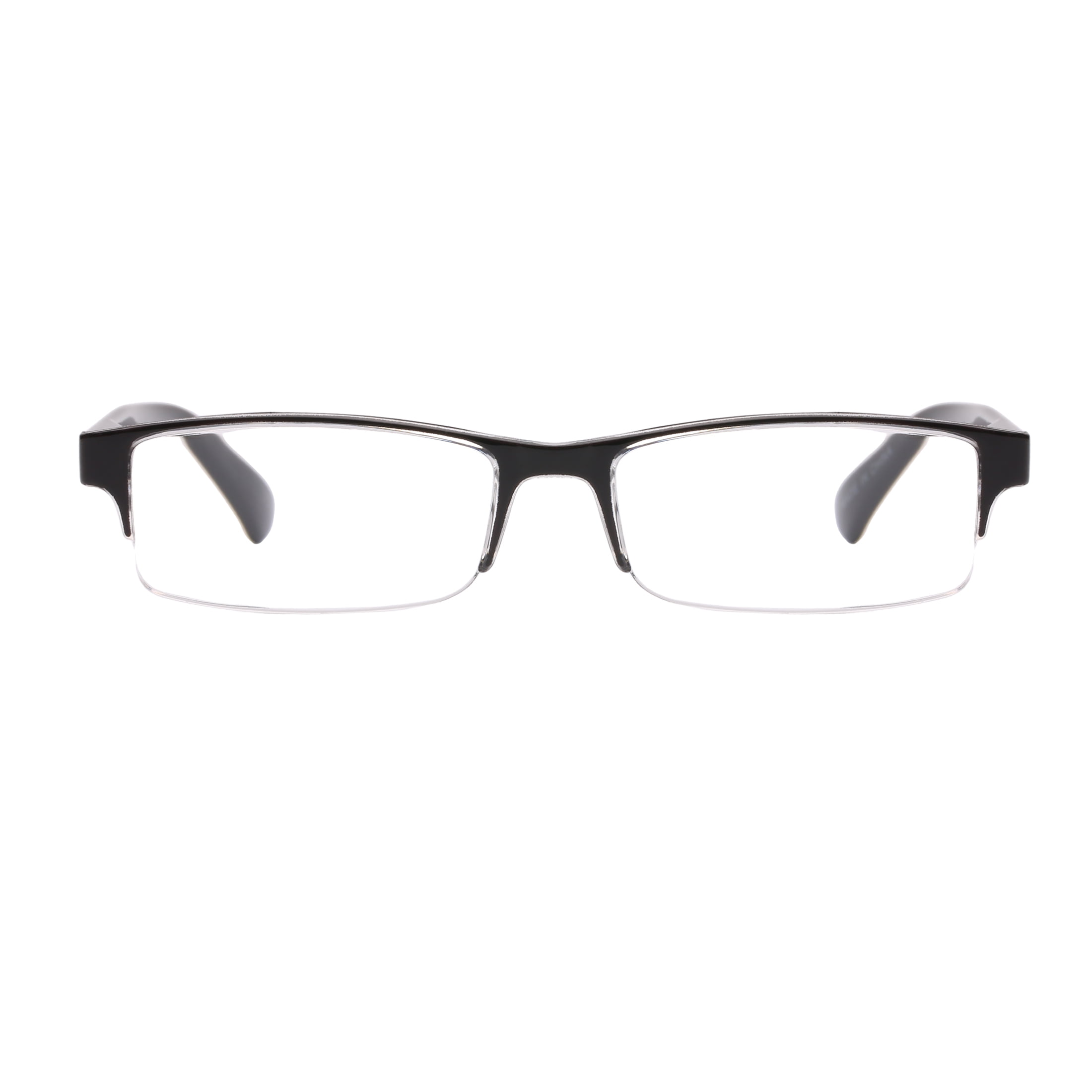 (2 pack) Equate Cameron 5-Pack Unisex Spring Hinge Plastic Reading Glasses with Case, Black/Crystal/Navy Blue/Brown/Grey, +1.25