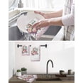 thumbnail image 5 of Easter Bunny Roses Kitchen Dish Towels for Drying Dishes Set of 3, Pink Floral Spring Botanical Waffle Weave Microfiber Hand Tea Bathroom Towels Quick Dry & Absorbent Towel 12x12, 5 of 7