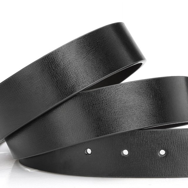 Cinturón de piel de vaca pura con tira de agujero de alfiler, cinturón de cuero para hombre sin hebilla, uso de doble cara, producción
