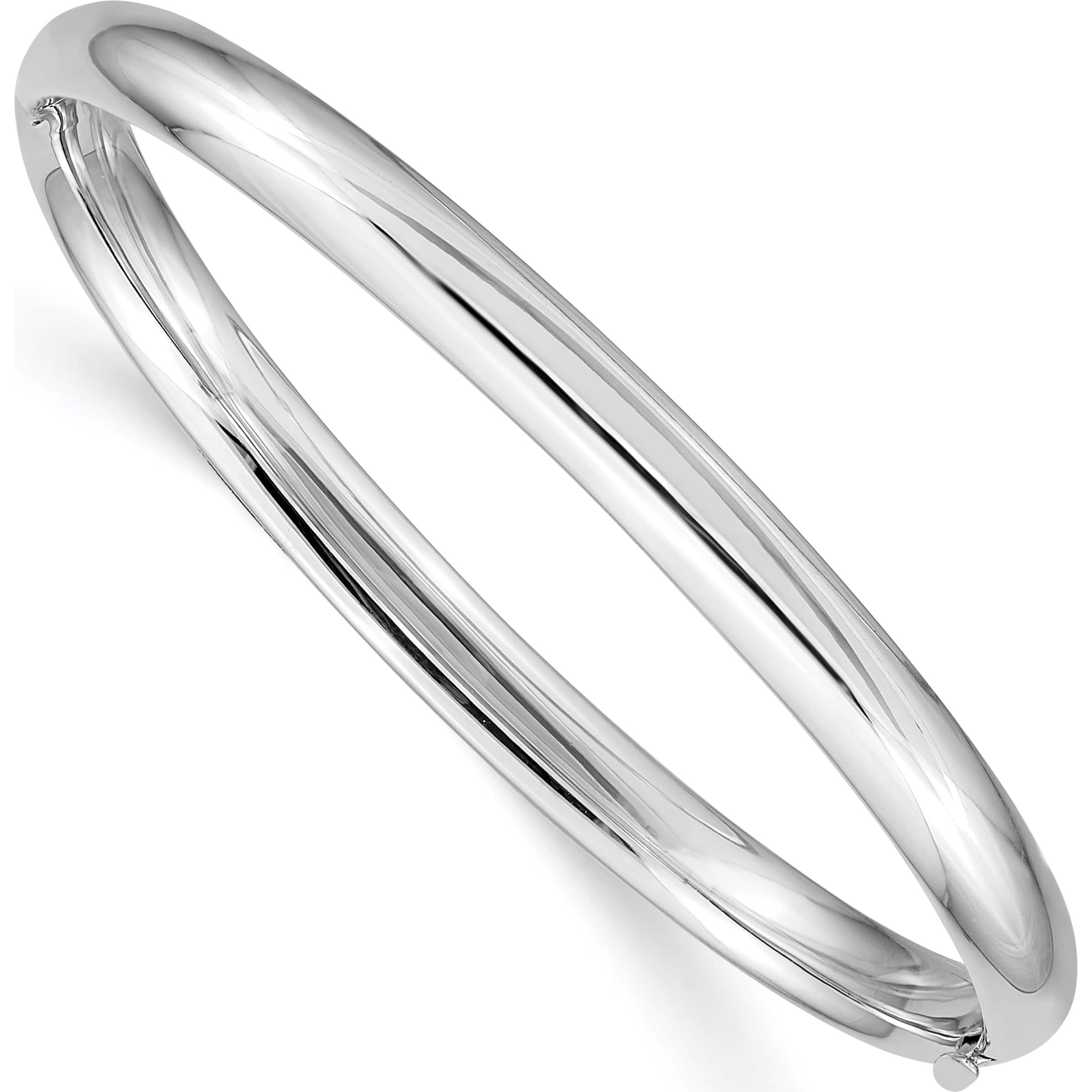 14K White Gold 3/16 Hinged Baby Bangle (6 X 5) Made In United States