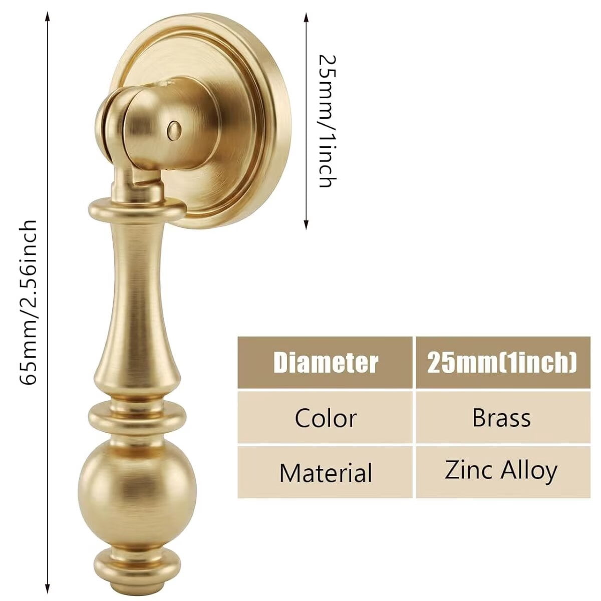 HDJNal 10 Pcs Vintage Drop Cabinet Pulls 2.55 Inch Zinc Alloy Drawer Handles Brushed Gold Dresser Knobs Decorative Pendant Style Hardware for Kitchen Cabinets Nightstand Cupboard