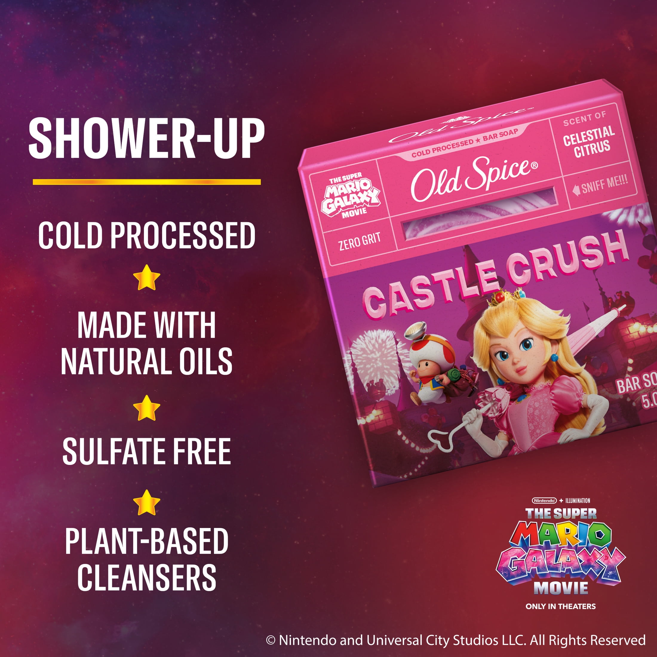 Old Spice Men's Cold Processed Bar Soap, Castle Crush, Old Spice x The Super Mario Galaxy Movie, 5 oz