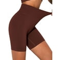 thumbnail image 3 of BadPiggies Women's Stretch Biker Shorts High Waist Yoga Shorts Tummy Control Athletic Running Tights Pants (L, Coffee), 3 of 5