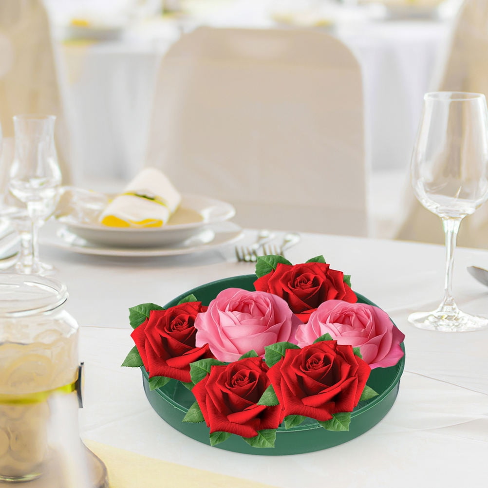 HOMEMAXS 16 Pcs Arrange Mousse Flower Mud Fixing Plate 14.50X14.50X4.00CM Green