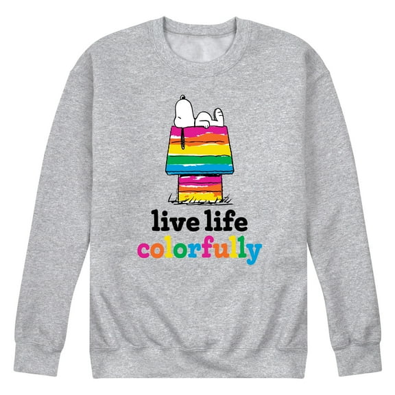 Peanuts - Live Life Colorfully - Men's Crew Neck Fleece Pullover