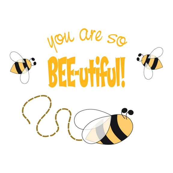 Holiday Gift Children You are so Bee-utiful Cute Quotes & Sayings Wall Decal Decoration Bee-utiful Vinyl Wall Decal Decor for Nursery Lasts Years and Easily Removable - Size: 45 in x 36 in