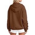thumbnail image 3 of Aezemi Womens Drawstring Hoodie Sweatshirts Zip up Fashion Ruched Long Sleeve Winter Fall Outerwear Women Comfy Hooded Fashion Soft Full Zip Blouses with Pockets M, 3 of 6