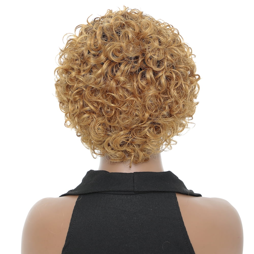 Urbeauty Short Curly Lace Front Wigs for Women 1B/27 Ombre Color Pixie Cut Wigs Human Hair Honey Brown Short Curly Human Hair Wigs Pre Plucked with Baby Hair