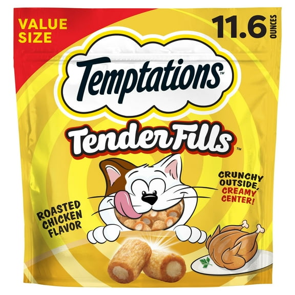 Temptations Tender Fills Roasted Chicken Flavor Crunchy And Soft Adult Cat Treats, 11.6 oz Pouch