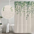 thumbnail image 4 of Green Vines Shower Curtain Set - Extra Long 72" x 96" Washable Bathtub Curtain with 12 Hooks, Retro Country Spring Pastoral Leaves Waterproof Fabric Stall Shower Curtains for Bathroom/Bathtub Décor, 4 of 6