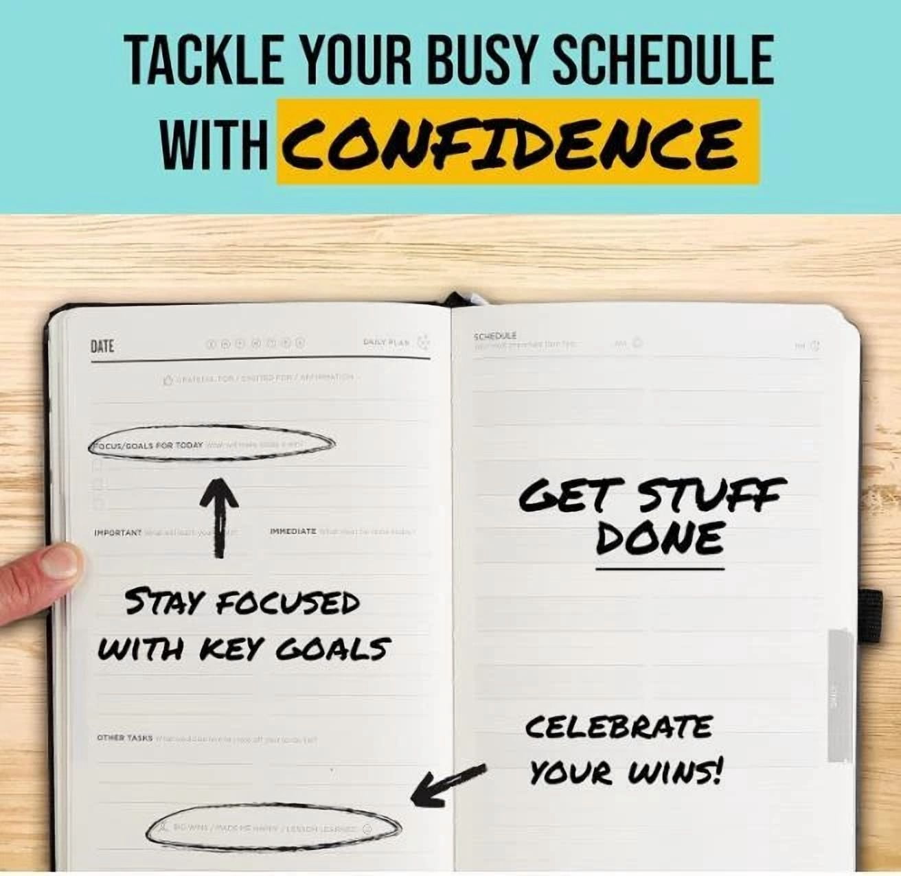 Get Stuff Done Planner For Productivity - 1 Year Undated Daily 8.5 Inches X 5.5