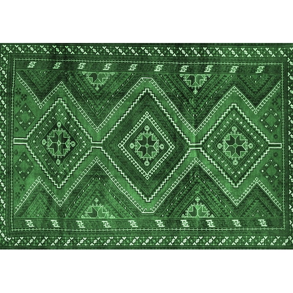 Ahgly Company Indoor Rectangle Persian Emerald Green Traditional Area Rugs, 7' x 9'