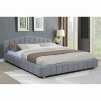 Light Blue Velvet Upholstered Queen Platform Bed, Modern Bedroom Wood Bed Frame