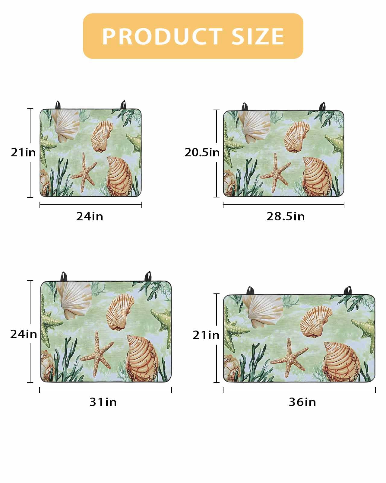 nqOlkjepod Large Induction Cooktop Protector Mat 24"x21", Sage Green Coastal Stove Top Covers for Electric Stove, Summer Ocean Starfish Shell Stove Burner Cover Mats, Glass Top Stove Cover