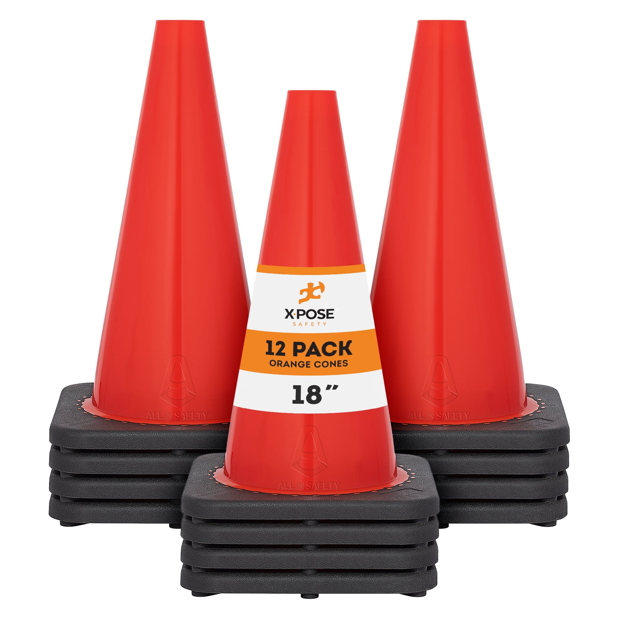 10pcs_18inch Parking Cones for Obstacle Course PVC Parking Barrier