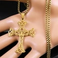 thumbnail image 5 of Aesthetic Trinity Knot Cross Necklace for Women Men 14K Yellow Gold Yoga Meditation Lotus Jewelry, 5 of 8