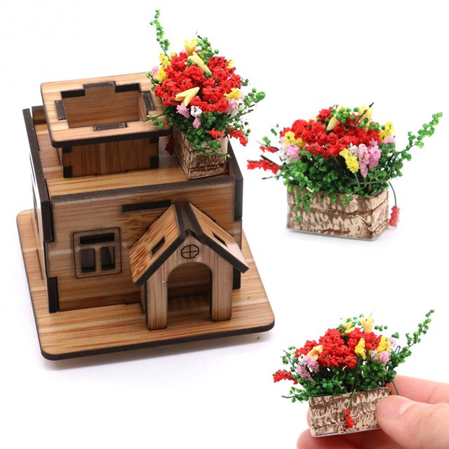 Gwong Juguete 1/12 Casa de muñecas Miniatura Flor Multicolor Pot Boot DIY Jardín Patio Scene Decor Gwong 30002465
