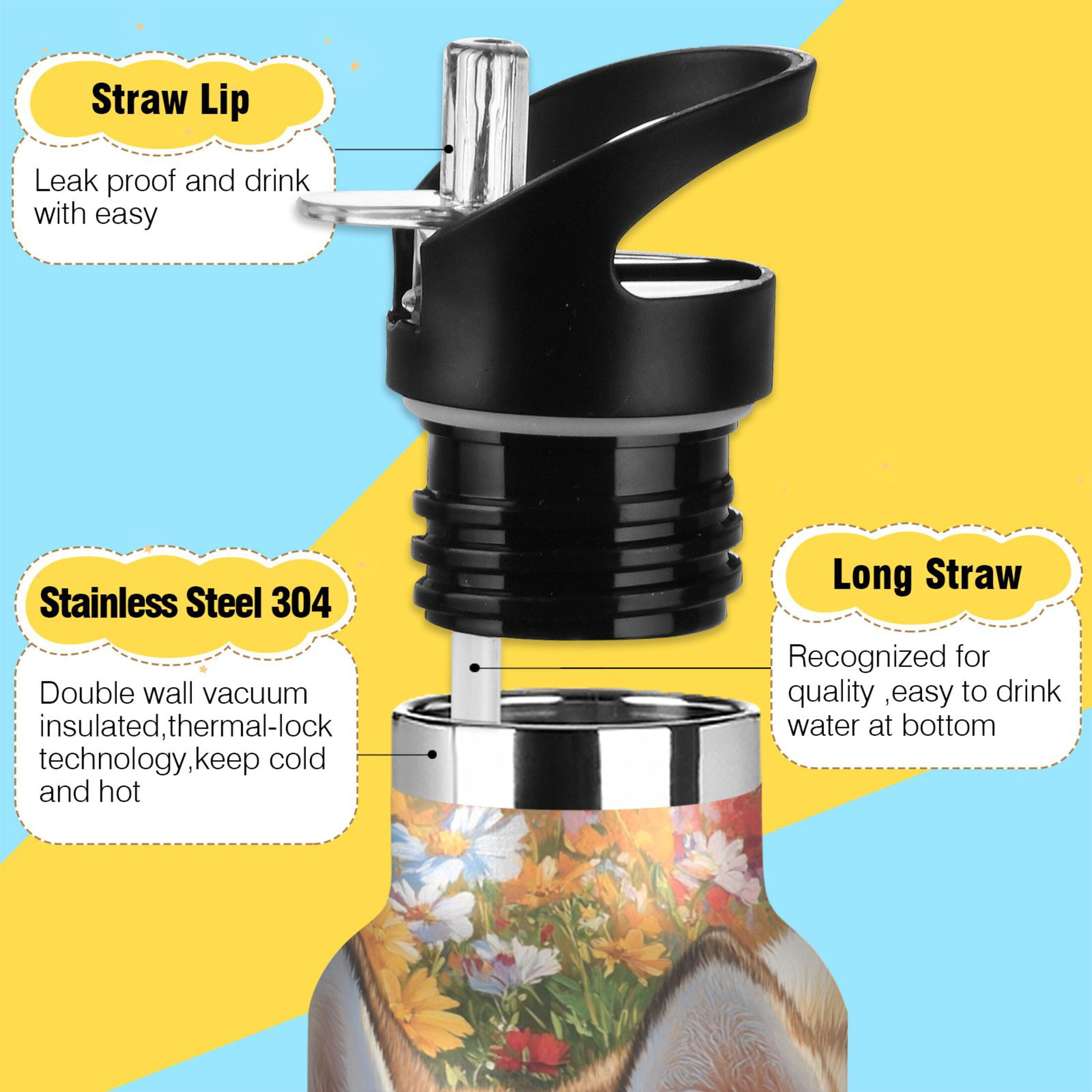 600ML Stainless Steel Insulated Cup Sports Water Bottle Portable Thermos Cup Water Glasses Insulated Tumblers Convenient and Durable Garden Husky