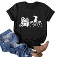 thumbnail image 2 of Pxiakgy Liquidation! T-Shirts de Pâques Col Rond pour Femmes Joyeuses Pâques Lapin avec Lunettes Blouse Décontractée Graphique Printemps Hauts Colorés Tee Femmes Topseaster Manches Courtes Chemise Décontractée Mode Noire S, 2 of 5
