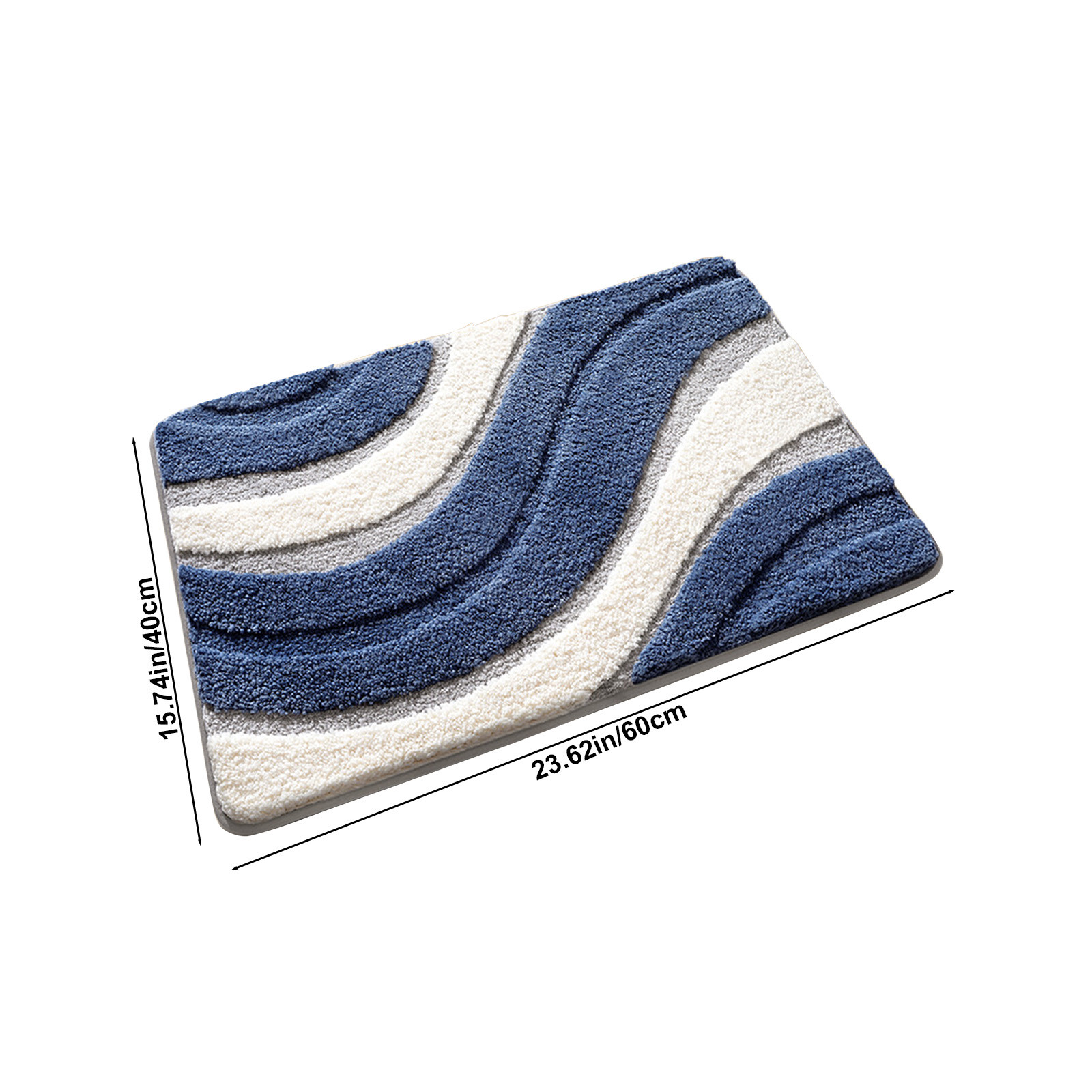 Soft Plush Bathroom Rug - Non-Slip, Machine Washable, 16x24 Inch Microfiber Mat For Bath, Kitchen, Living Room (Blue)