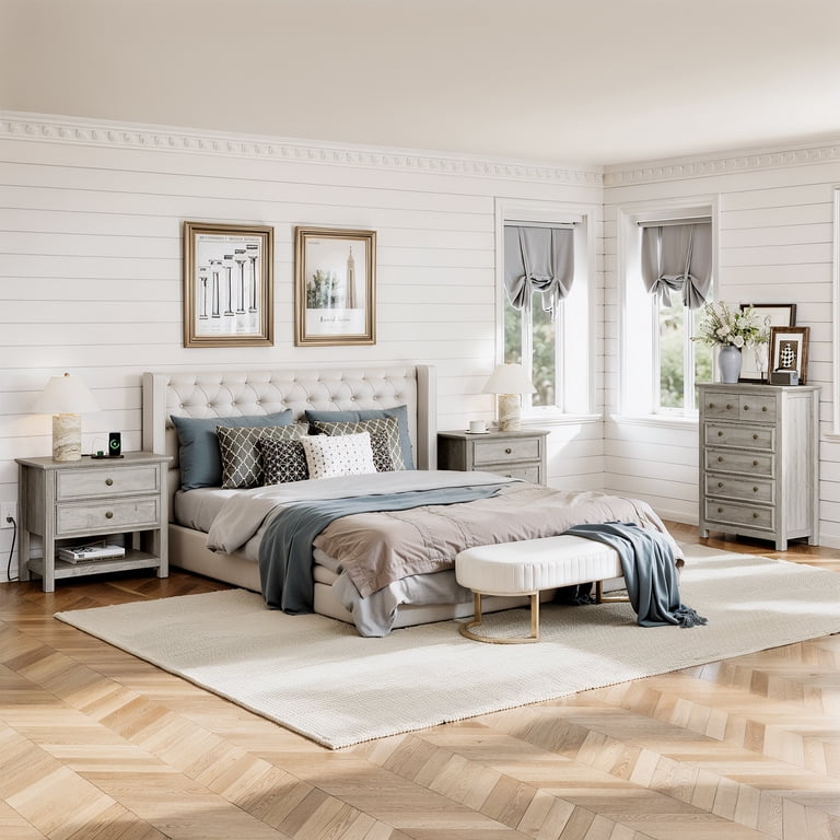 2 piece dresser set Savanna 6-Drawer Dresser, Wardrobe and 2-Drawer Nightstand drawer tall vertical chest Manhattan Comfort Granville 2-Piece Modern