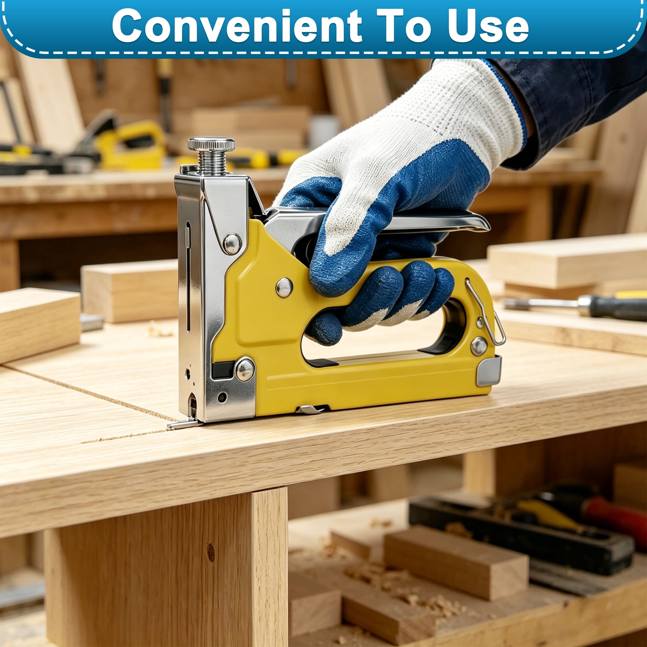 3 In 1 Heavy Duty Staple Gun Kit, Manual U/D/T Type Stapler with 1500 Pcs Staples & Staple Remover, Adjustable Force Hand Stapler for Wood Upholstery Crafts DIY Repair