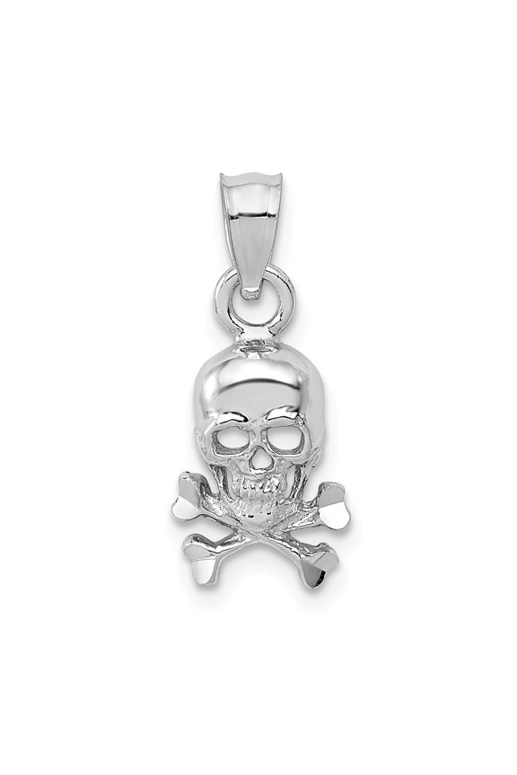 14k White Gold Skull & Cross Bones Pendant