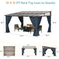 thumbnail image 5 of ALAULM 10' x 14' Hard Metal Gazebo with Privacy Curtains & Netting, Wall Mounted Lean to Gazebo for Patio, Garden (Navy Blue), 5 of 6