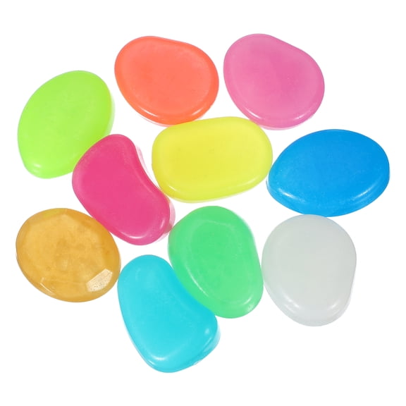 Large Glow in the Dark Stones, Luminous Pebbles Stones Glowing Rocks for Fish Tank Outdoor Garden, 10 Pcs & Multicolor
