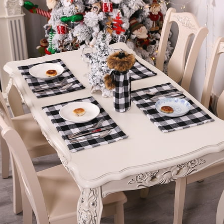 

Christmas Decorations 1pc Plaid Pattern Placemat Dining Table Mat Non-Slip Christmas Home Decor