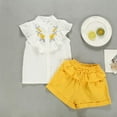 thumbnail image 2 of Odeerbi 2-8 Años Niñas Trajes de Verano Camisetas de Tirantes de Algodón Con Volantes Bordados Pantalones Cortos Conjunto de Dos Piezas Sin Mangas, 2 of 9