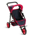 thumbnail image 2 of Hushlily® Baby Doll Jogger Stroller with Adjustable Canopy & Basket, Foldable, with Smooth Rolling Wheels (Denim Blue & Red), 2 of 2