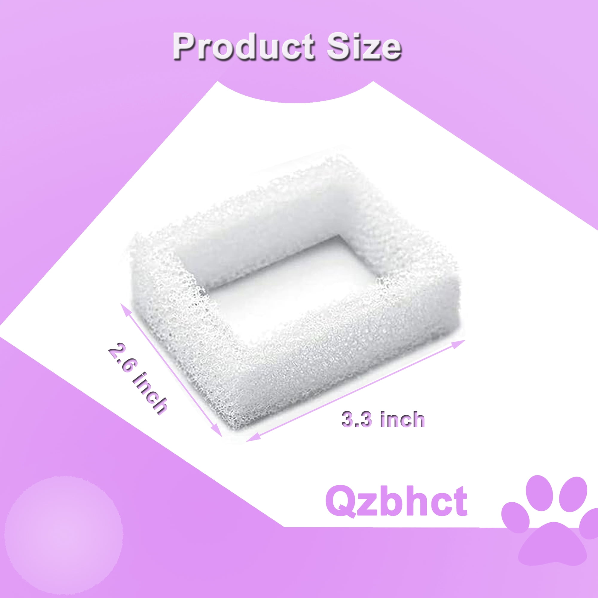 Qzbhct 28 Pack Foam Filter Sponge for Cup Cake Ceramic Pet Fountain 67oz / 2L Round Stainless Steel Cat Water Fountain DR-DC-160 Water Pump Pre-Filter